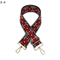 Detail of red and black ethnic embroidered bag strap with golden metal buckles - Red White Geometric(X-4)