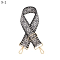 Dettaglio della tracolla regolabile in jacquard geometrico con ganci in metallo dorato - Nero Grigio Scuro (Fibbia Dorata)