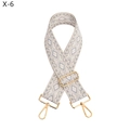 Detail of adjustable woven purse strap with geometric rhombic pattern and gold buckles - Beige Grey (Gold Buckle)