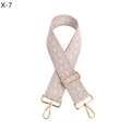 Detail of adjustable geometric woven strap with gold lobster clasps in pink and white - Beige Pink (Gold Buckle)