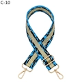 Détail d'une bandoulière bleue réglable motif tigre avec mousquetons dorés - Bleu Lac Points Rose (C-10)