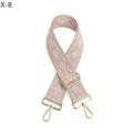 Detail of adjustable rhombus jacquard wide shoulder strap with gold metal lobster clasps - Khaki (Gold Buckle)
