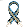 Macro view of blue leopard pattern bag strap with gold glitter stripe and metal swivel hook - Leopard Jacquard Style (C-15) / Lake Blue Pink (Gold Buckle)