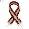 Close-up of leopard pattern canvas bag strap with shiny gold lobster clasps and buckle - Leopard Jacquard Style (C-17) / Orange Red (Gold Buckle)