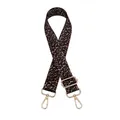 Detail of adjustable leopard print bag strap with polished gold-tone metal lobster clasps - Style 3 (Silver Buckle)
