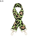 Close-up of adjustable leopard print wide strap with gold metal swiveling hooks - A-6 Fluorescent Green