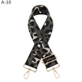 Detail of wide leopard print canvas bag strap with polished gold-tone metal hooks - A-10 Dark Gray