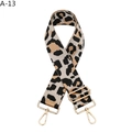 Detail of leopard print bag strap with golden lobster clasp and adjustable metal buckle - A-13 Khaki
