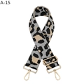 Macro view of leopard print bag strap with golden metal swivel hooks and buckle - A-15 Light Gray