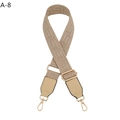 Adjustable woven shoulder strap for bags with beige geometric patterns and gold metal hooks - Khaki (A-8)
