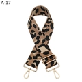 Detailed view of adjustable leopard print bag strap with high-quality gold metal clasps - A-17 Camel