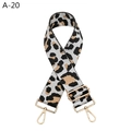 Close-up of leopard print bag strap with adjustable golden metal buckle and lobster clips - A-20 White Khaki