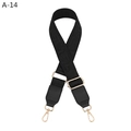 Adjustable black strap with geometric pattern, gold metal hooks and leather connectors - Black (A-14)
