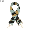 Detail of adjustable camouflage print wide bag strap with gold metal spring buckles - Matcha Green (A-10)