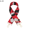 Detail of adjustable camouflage pattern shoulder strap with gold metal swivel hooks - Silver Clasp / Red Abstract Camo (A-20)