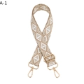Detail of adjustable geometric strap with champagne gold diamond pattern and metal clasps - Khaki (A-1)