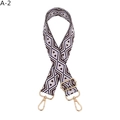 Detail of adjustable geometric diamond pattern bag strap with gold metal spring hooks - Purple (A-2)