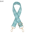 Detail of adjustable bohemian embroidered teal bag strap with gold metal lobster clasps - Emerald Green (A-4)