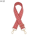 Correa ajustable para bolso con diseño geométrico rojo y blanco y enganches dorados - Cierre de Plata / Rojo (A-12)