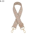 Detail of adjustable woven shoulder strap with geometric diamond pattern and gold metal hooks - Dark Khaki (A-13)