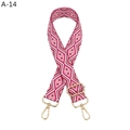 Detail of adjustable geometric diamond pattern bag strap with gold metal swivel hooks - Rose Red (A-14)