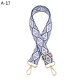 Detail of adjustable wide woven shoulder strap with blue and white geometric pattern - Blue Purple (A-17)