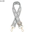 Close-up of a wide adjustable bag strap with vintage geometric rhombus woven pattern - Light Gray (A-19)