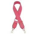 Close-up of pink woven shoulder strap with golden adjustable buckle and zinc alloy hooks - Peach Pink