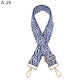 Detail of adjustable wide shoulder strap with blue and cream geometric diamond weave - Royal Blue (A-25)