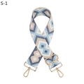 Detail view of woven diamond pattern bag strap with polished gold-tone lobster clasps - Lake Blue (S-1)