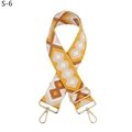 Detail of adjustable woven bag strap with diamond pattern and gold metal buckles - Yellow Brown (S-6)