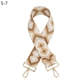 Detail of bohemian geometric pattern on adjustable wide bag strap with gold metal hardware - Dark Khaki (S-7)