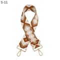 Detail of adjustable bohemian rhombus jacquard strap with gold metal lobster clasps - Brown (S-11)
