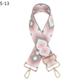 Detailed view of adjustable pink and grey geometric strap with golden swivel metal hooks - Pink Gray (S-13)
