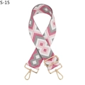 Detail of adjustable wide shoulder strap with pink and grey diamond geometric pattern - Rose Pink Gray (S-15)