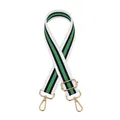 Adjustable green white and blue striped replacement bag strap with gold metal hooks - Green Stripe (Silver Buckle)