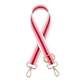 Dettaglio tracolla per borsa a righe rosa e rosse con ganci in metallo dorato lucido - Striscia Rosa Rosso (Fibbia Argentata)