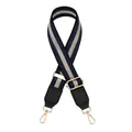 Dettaglio tracolla intrecciata regolabile con strisce blu navy e moschettoni dorati - Blu (N. 3)