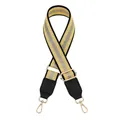 Close-up of yellow and black striped fabric bag strap with golden metal lobster clasps - Yellow (No.6)
