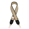 Adjustable beige and silver glitter woven bag strap with black PU leather and gold buckles - Beige (No. 8)