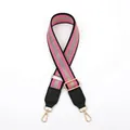 Adjustable crossbody strap with pink and silver glitter twill weave and gold hooks - Rose Red (No.10)