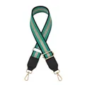 Detail of adjustable woven bag strap with green and black patterns and gold buckles - Green (No. 15)