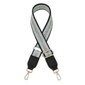 Detail of adjustable blue and gold striped woven strap with gold metallic swivel snap hooks - Light Blue (No. 16)