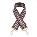 Ethno-Boho-Ersatzriemen für Umhängetaschen mit Jacquard-Stickerei und Goldbeschlägen - Schwarz Vintage Rosa Blumen (S-2)