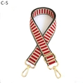 Detail of adjustable red and white striped wide shoulder strap with gold metal hooks - Red (C-5)