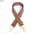 Adjustable red and white striped fabric bag strap with golden metal swivel hooks - Wine Red (C-6)