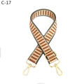 Detail of adjustable woven bag strap with brown stripes and gold metal buckles - Brown (C-17)