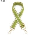 Adjustable green and beige woven shoulder strap with gold metal hooks and hardware - Grass Green