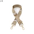 Close-up of geometric arrow pattern polyester strap with golden metal lobster clasps - Dark Khaki