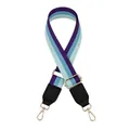 Correa de bolso ajustable en cuero PU a rayas moradas y azules con ganchos dorados - Rayas Azul Púrpura con Cuero Negro (N.º 1)
